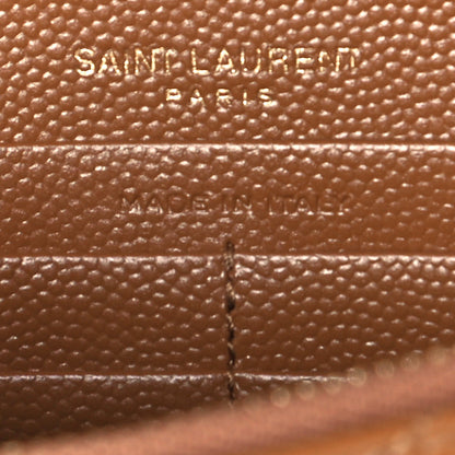 Saint Laurent Grain De Poudre Matelasse Chevron Monogram Envelope Chain Wallet Natural Dark 7 of 11