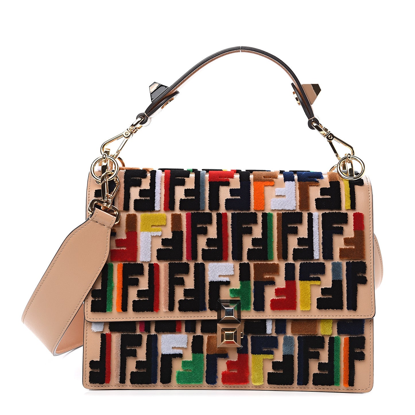 Vitello Liberty Velvet FF Multicolor Kan I Shoulder Bag Multicolor Cuoio