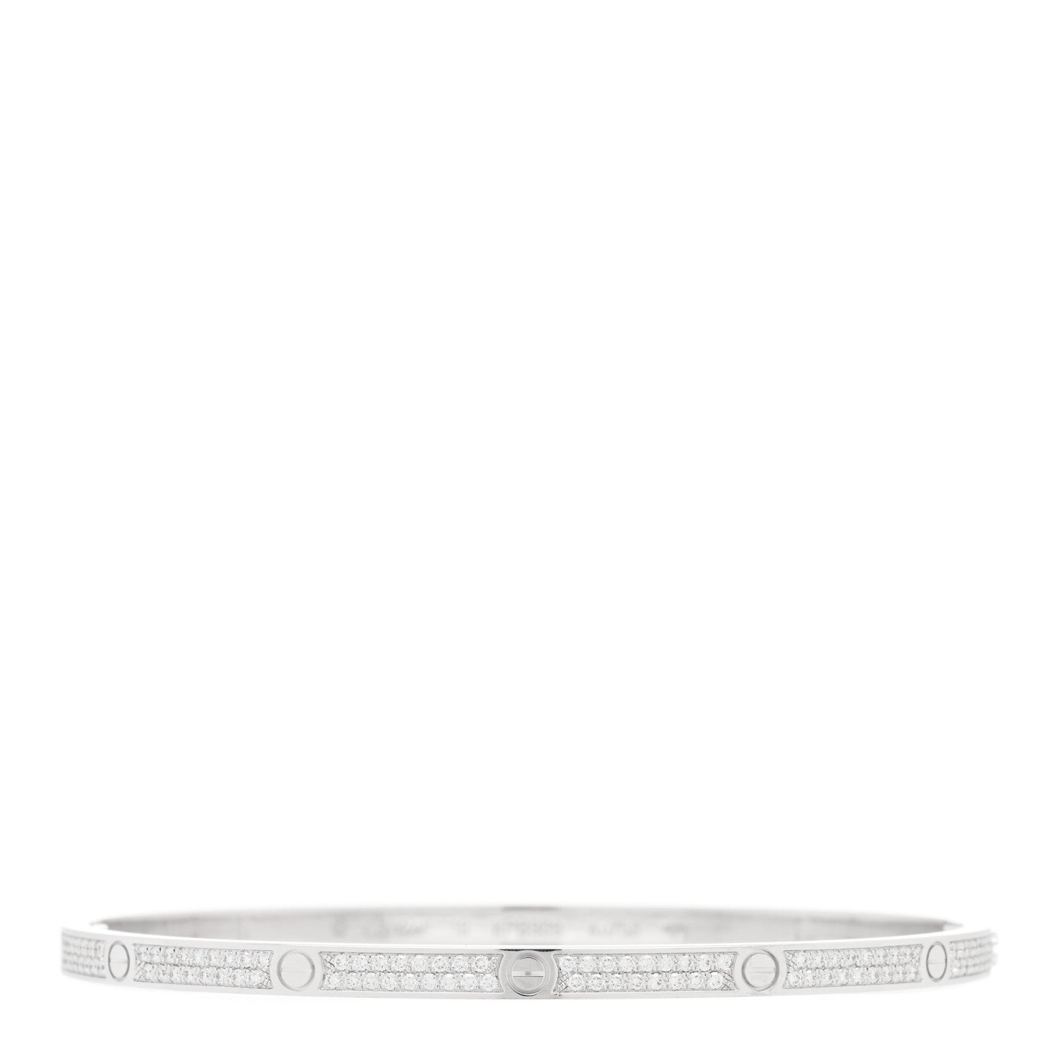Cartier 18K White Gold Diamond Small LOVE Paved Bracelet 19 1 of 3