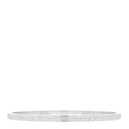 Cartier 18K White Gold Diamond Small LOVE Paved Bracelet 19 1 of 3