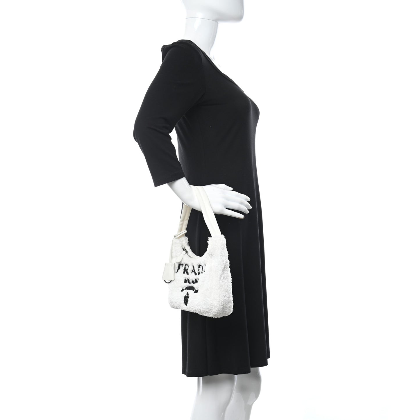 Terry Cloth Mini Re-Edition 2000 Bag White Black