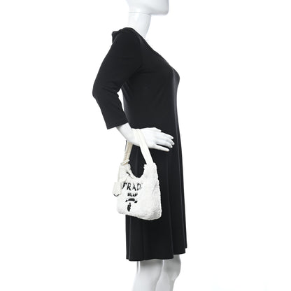 Prada Terry Cloth Mini Re-Edition 2000 Bag White Black 2 of 10