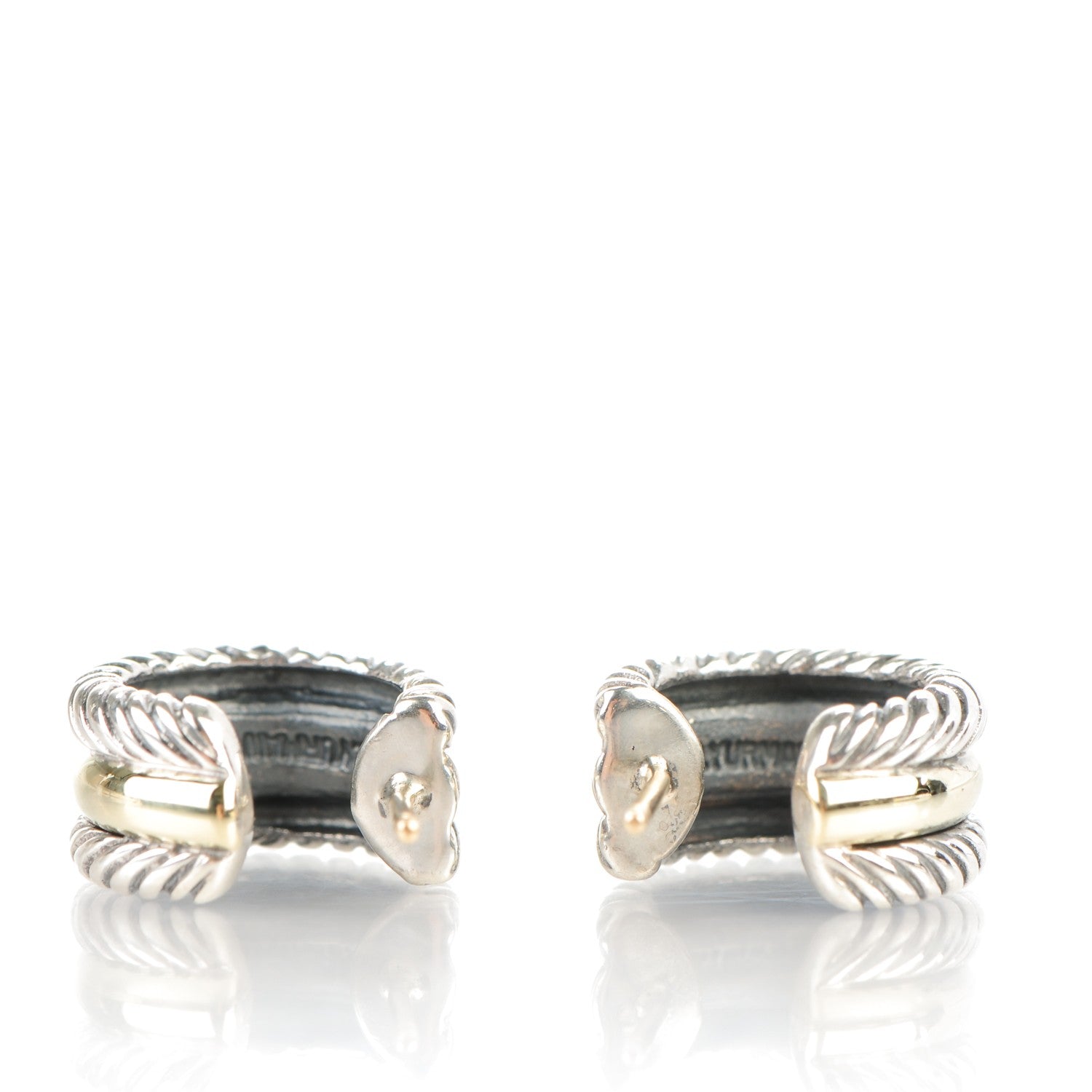 David Yurman Sterling Silver 14K Yellow Gold 16mm Cable Classics Hoop Earrings 3 of 5