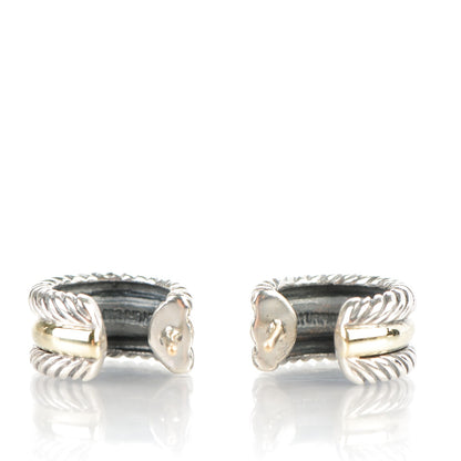 David Yurman Sterling Silver 14K Yellow Gold 16mm Cable Classics Hoop Earrings 3 of 5