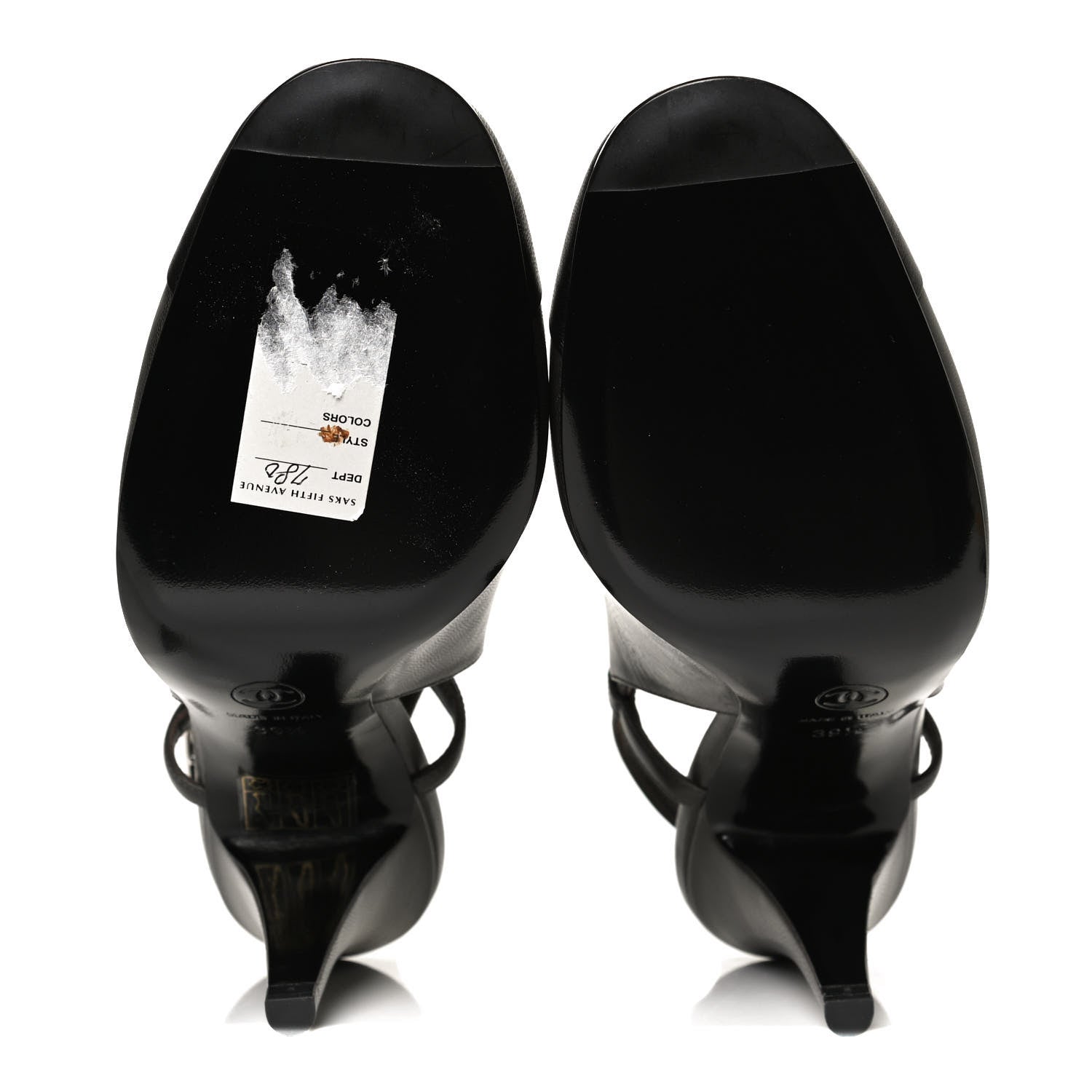Chanel Lambskin Cap Toe CC Slingback Heels 39.5 Grey Black 7 of 11