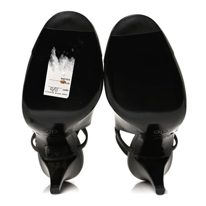 Chanel Lambskin Cap Toe CC Slingback Heels 39.5 Grey Black 7 of 11