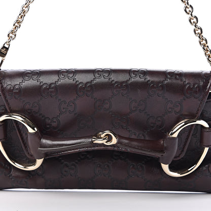 Gucci Guccissima Small Horsebit Chain Clutch Chocolate 12 of 12