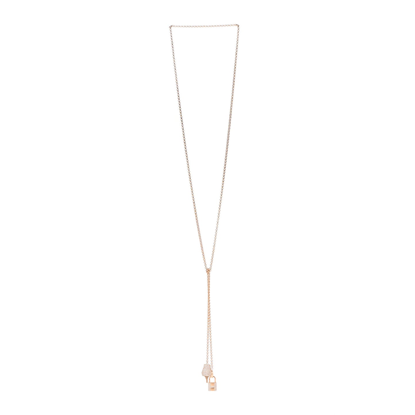 18K Rose Gold Pave Diamond MM Kelly Clochette Long Necklace