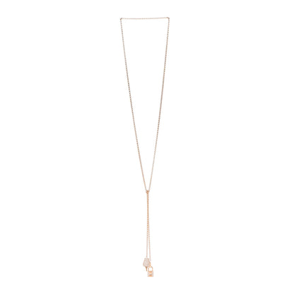 Hermes 18K Rose Gold Pave Diamond MM Kelly Clochette Long Necklace 4 of 5