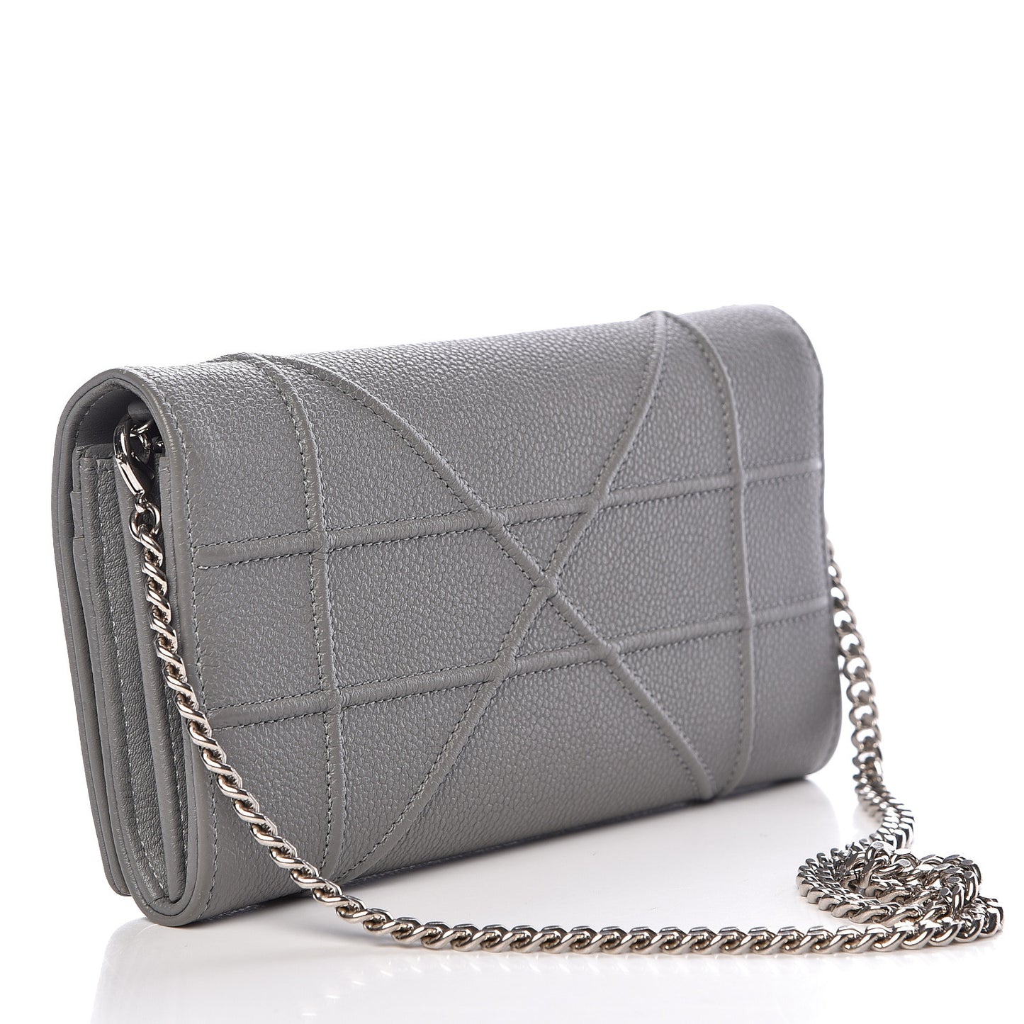 Grained Calfskin Diorama Croisiere Chain Wallet Gris