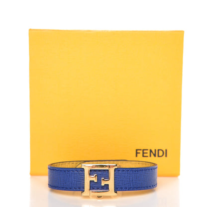 Fendi Vitello Elite FF Reversible Bracelet Neon Blue 6 of 6