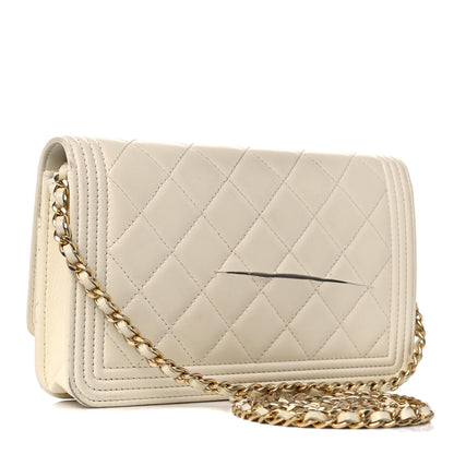 Chanel Caviar Quilted Boy Wallet On Chain WOC White 3 of 15
