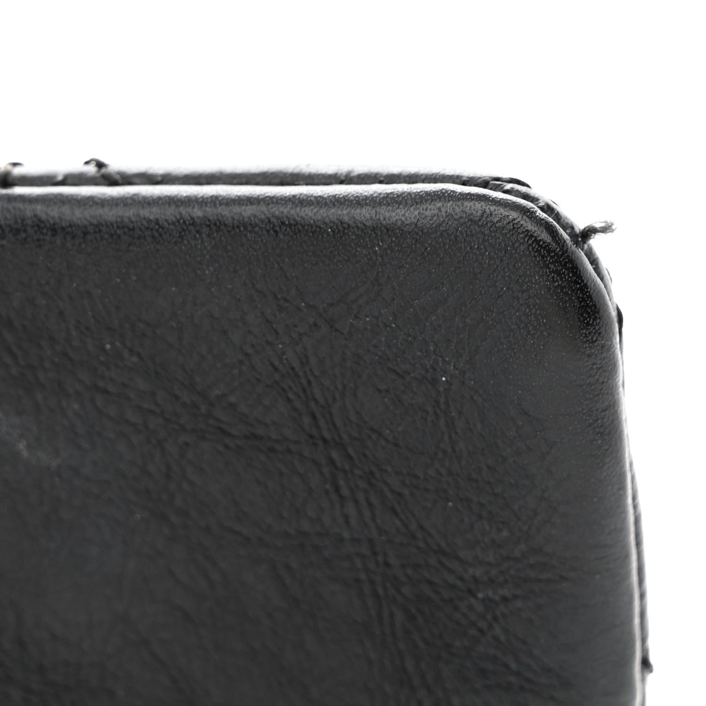 Aged Calfskin Quilted Mini Medallion Flap Black