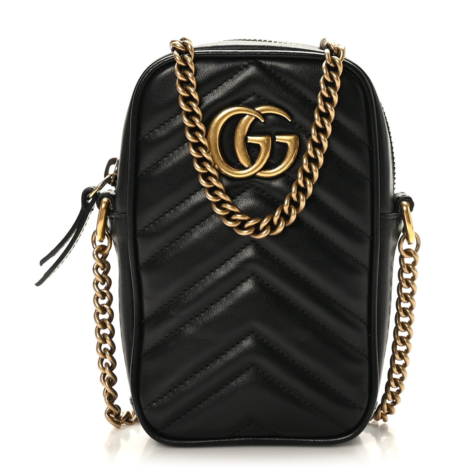 Gucci Calfskin Matelasse Mini GG Marmont Crossbody Bag Black 1 of 10
