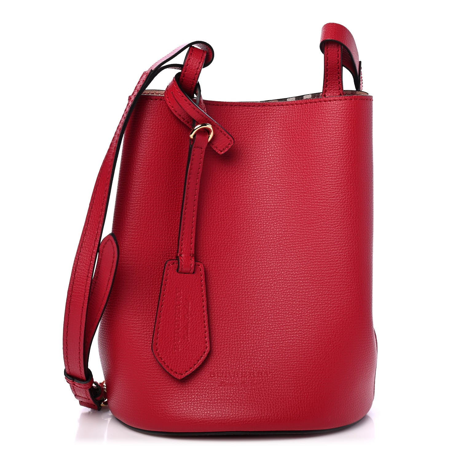 Burberry Calfskin Small Lorne Bucket Crossbody Red 1 of 4