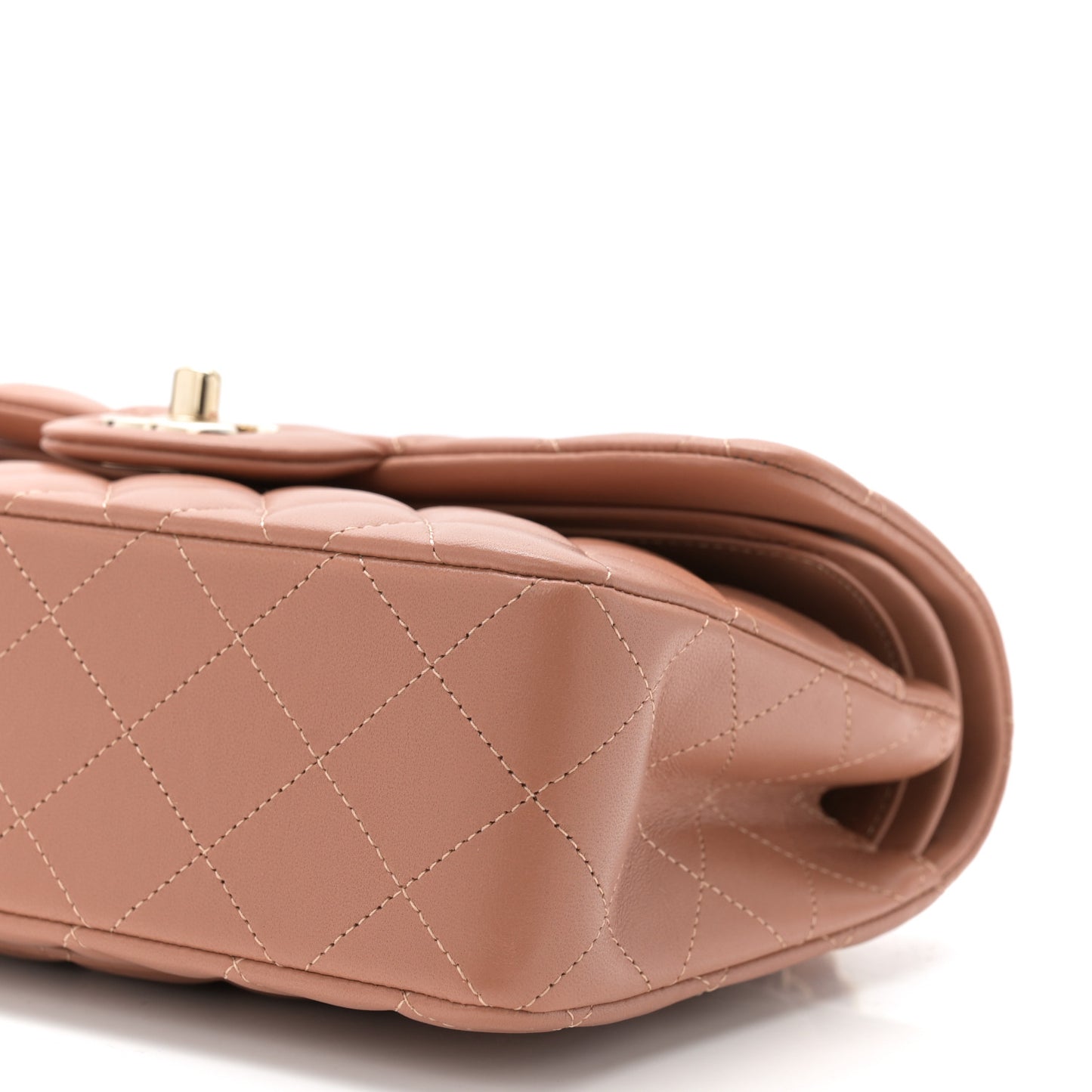 Lambskin Quilted Small Double Flap Brown