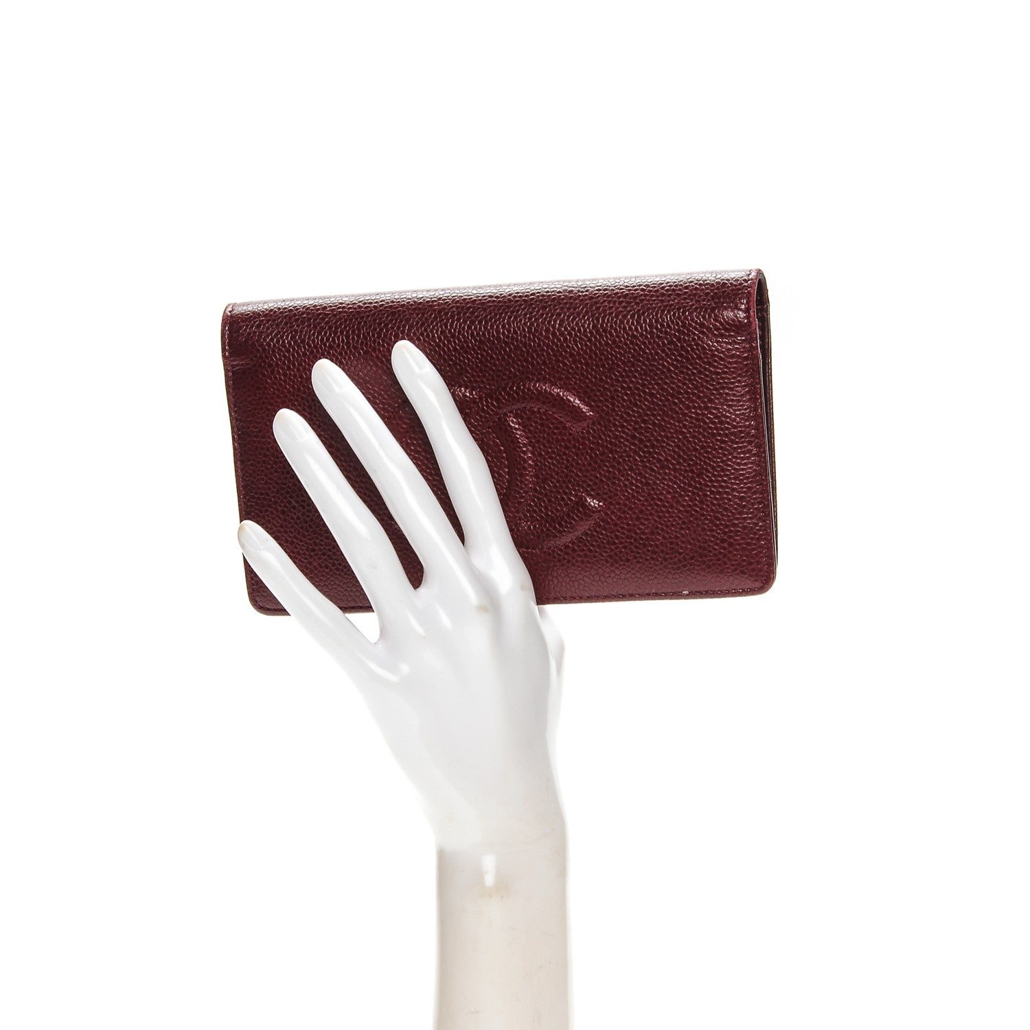 Chanel Caviar Timeless CC Yen Wallet Burgundy 2 of 11