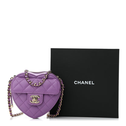 Chanel Lambskin Quilted CC In Love Heart Clutch With Chain Purple 11 of 11