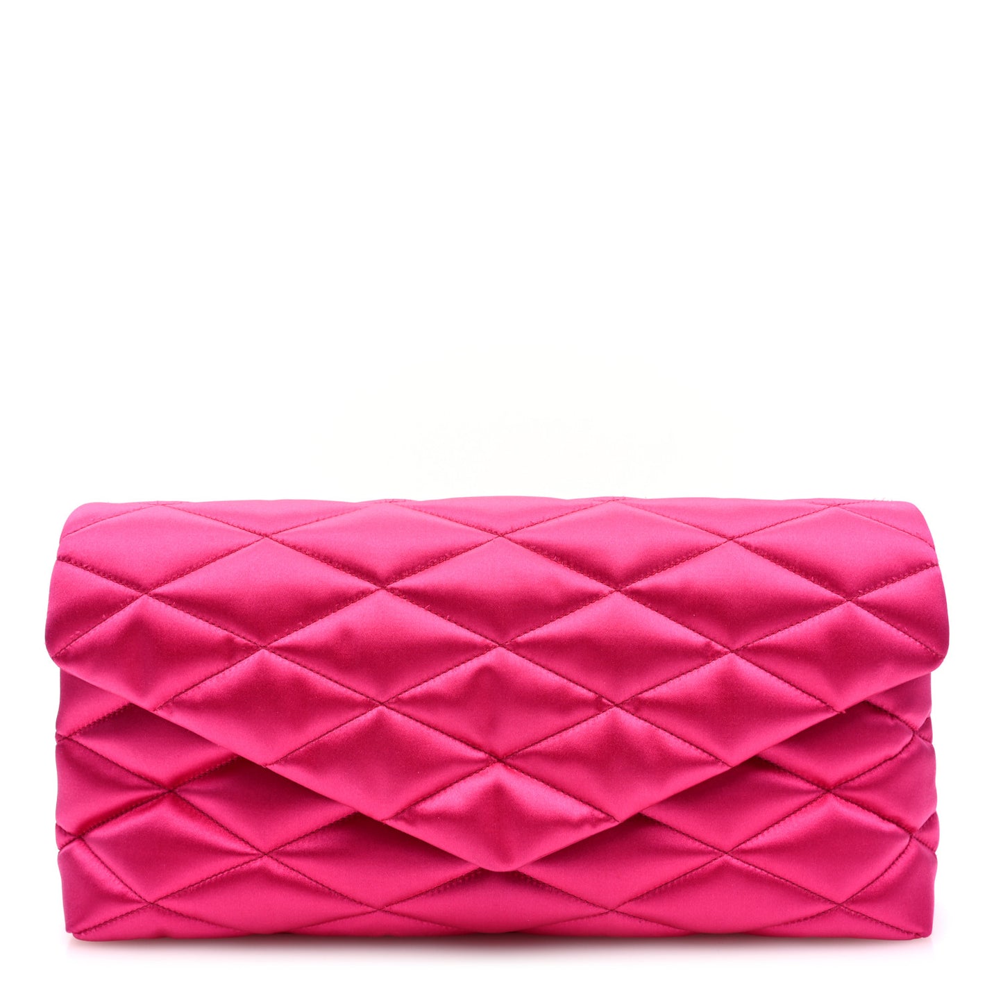 Satin Quilted Sade Puffer Envelope Clutch Bubblegum