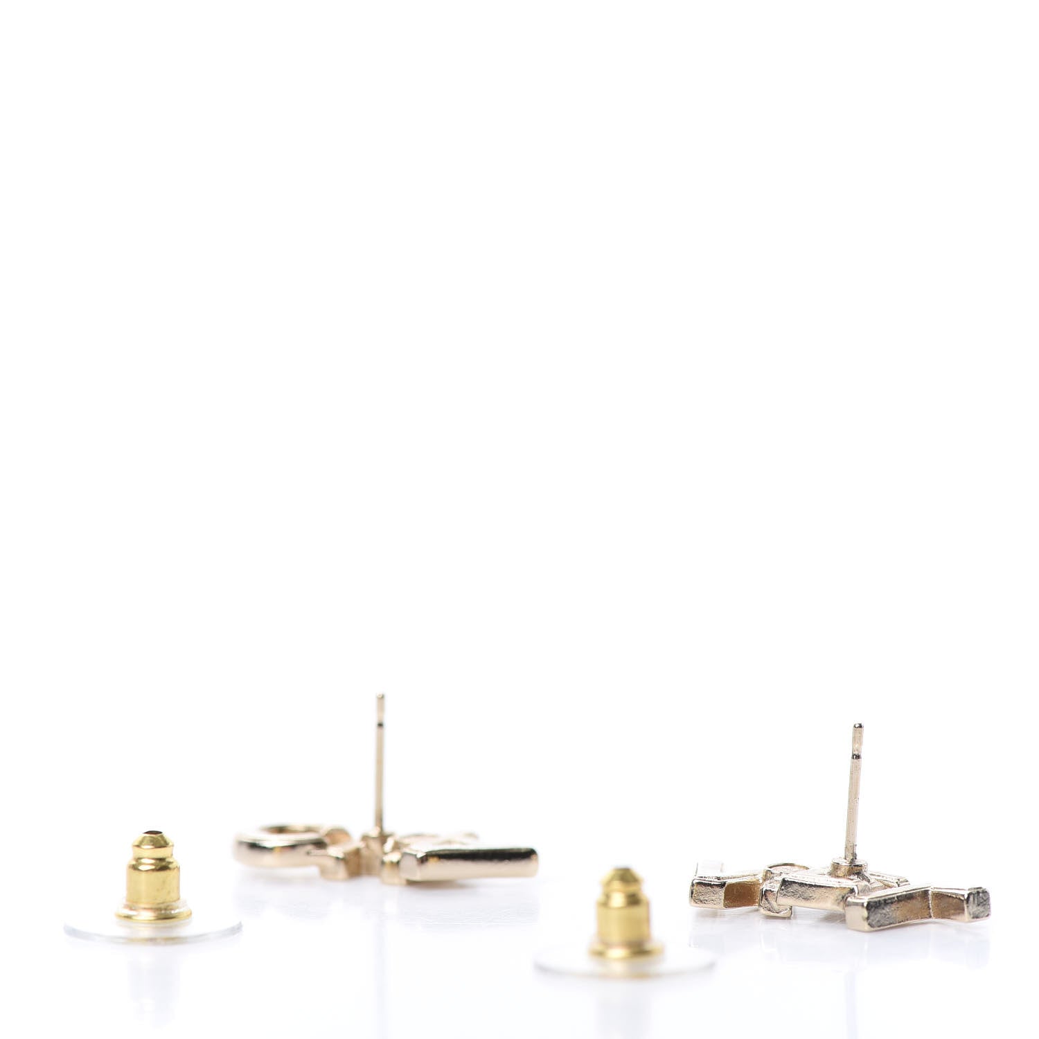 Chanel Crystal Pearl Signature Stud Earrings Gold 3 of 5