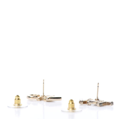Chanel Crystal Pearl Signature Stud Earrings Gold 3 of 5