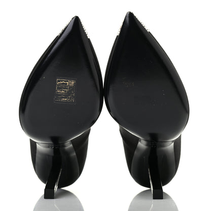 Saint Laurent Satin Crystal Embellished Tower 110 Pump 37.5 Black 9 of 20