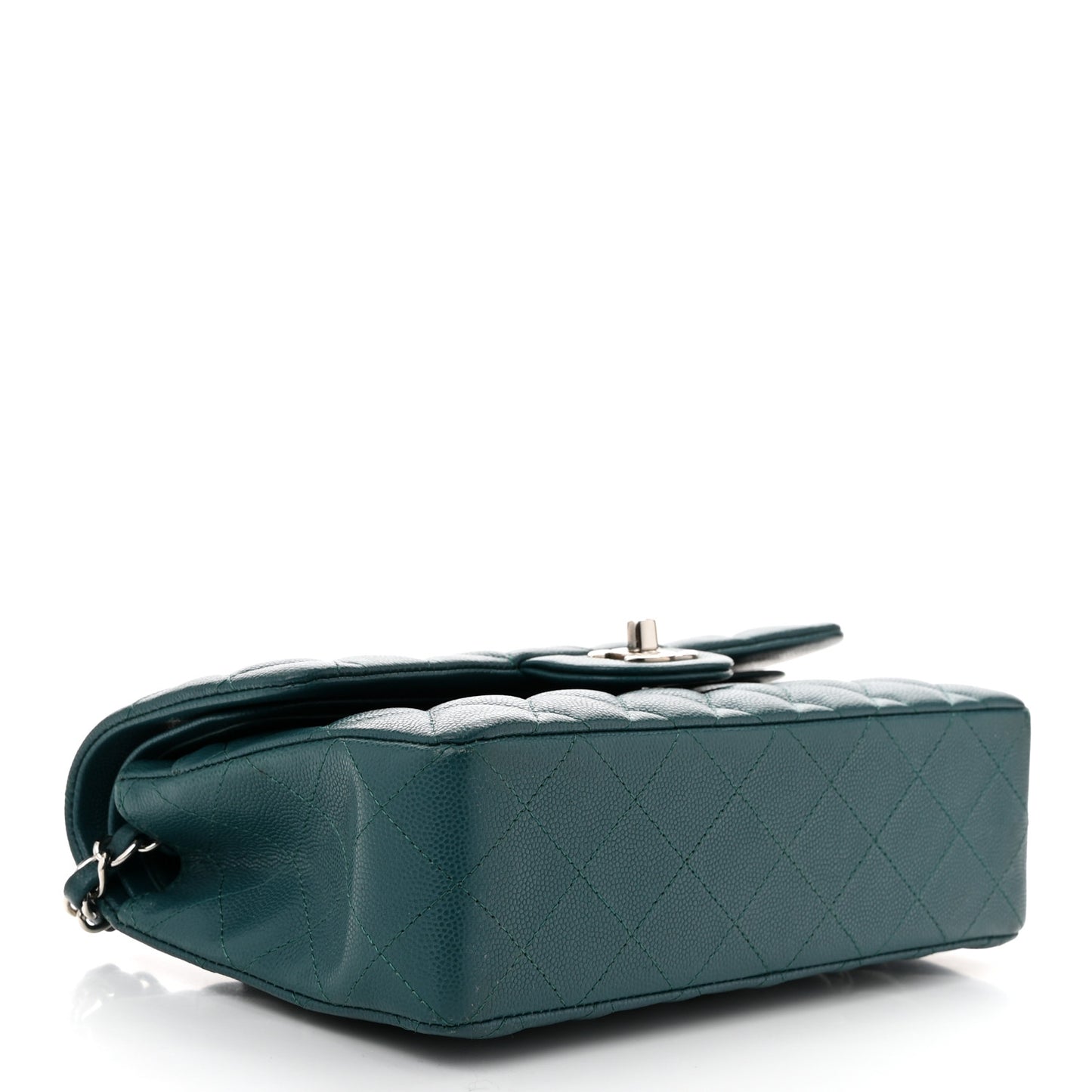 Caviar Quilted Small Double Flap Light Green