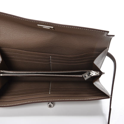 Hermes Chevre Mysore Kelly Longue Wallet Etoupe 5 of 8