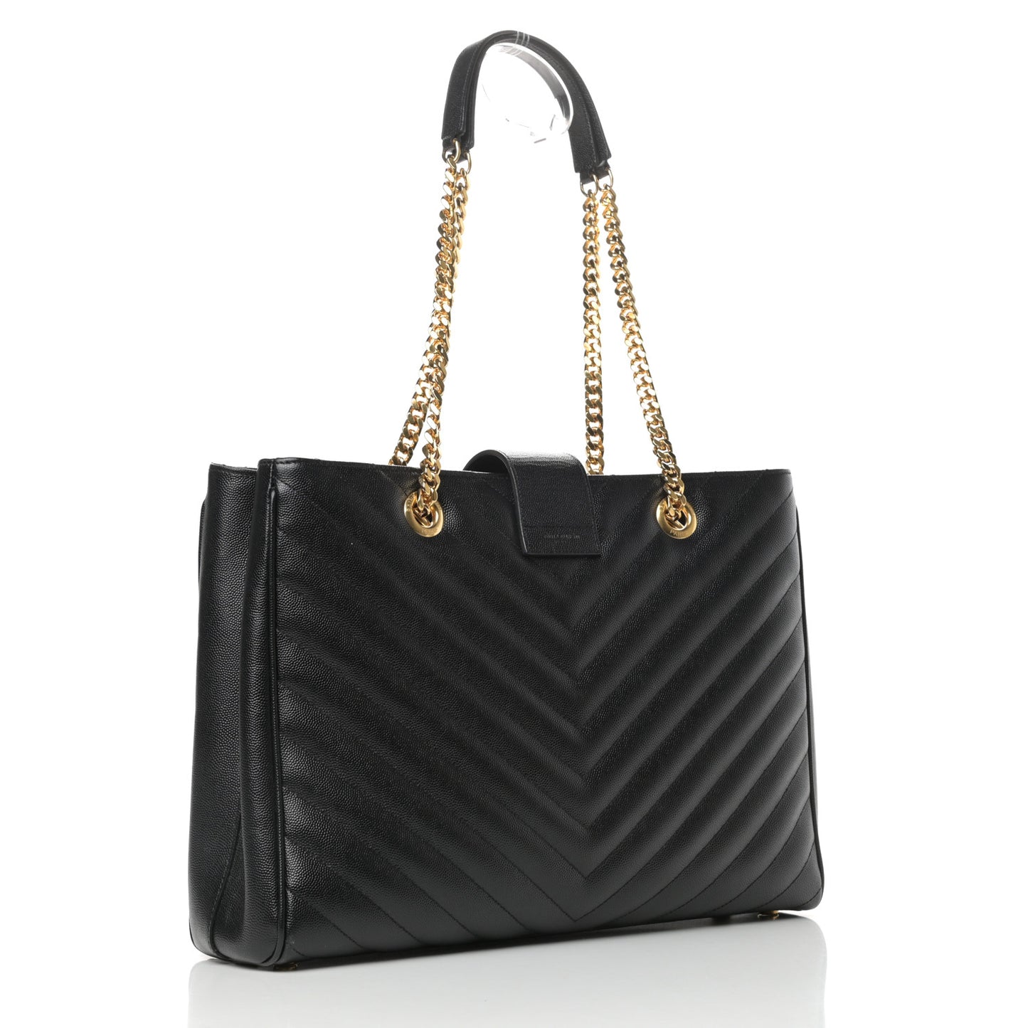 Grain De Poudre Matelasse Chevron Monogram Shopping Bag Black
