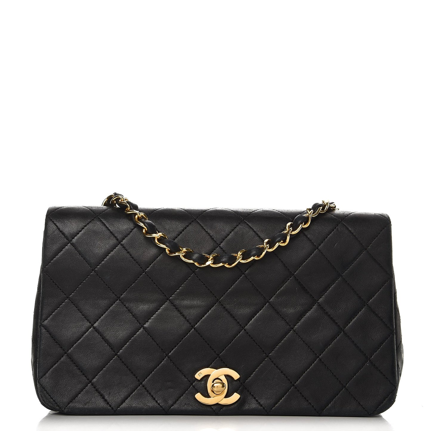 Lambskin Quilted Small Single Flap Black