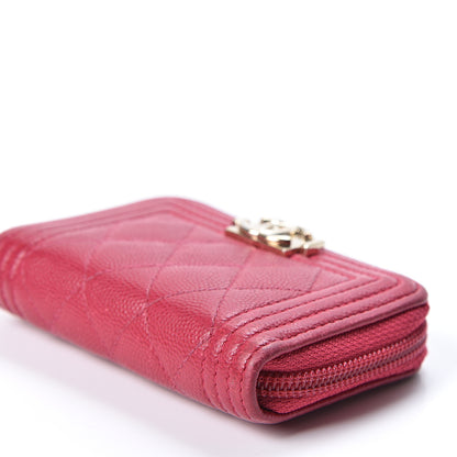 Chanel Caviar Quilted Boy Zip Around Coin Purse Wallet Fuchsia 7 of 7