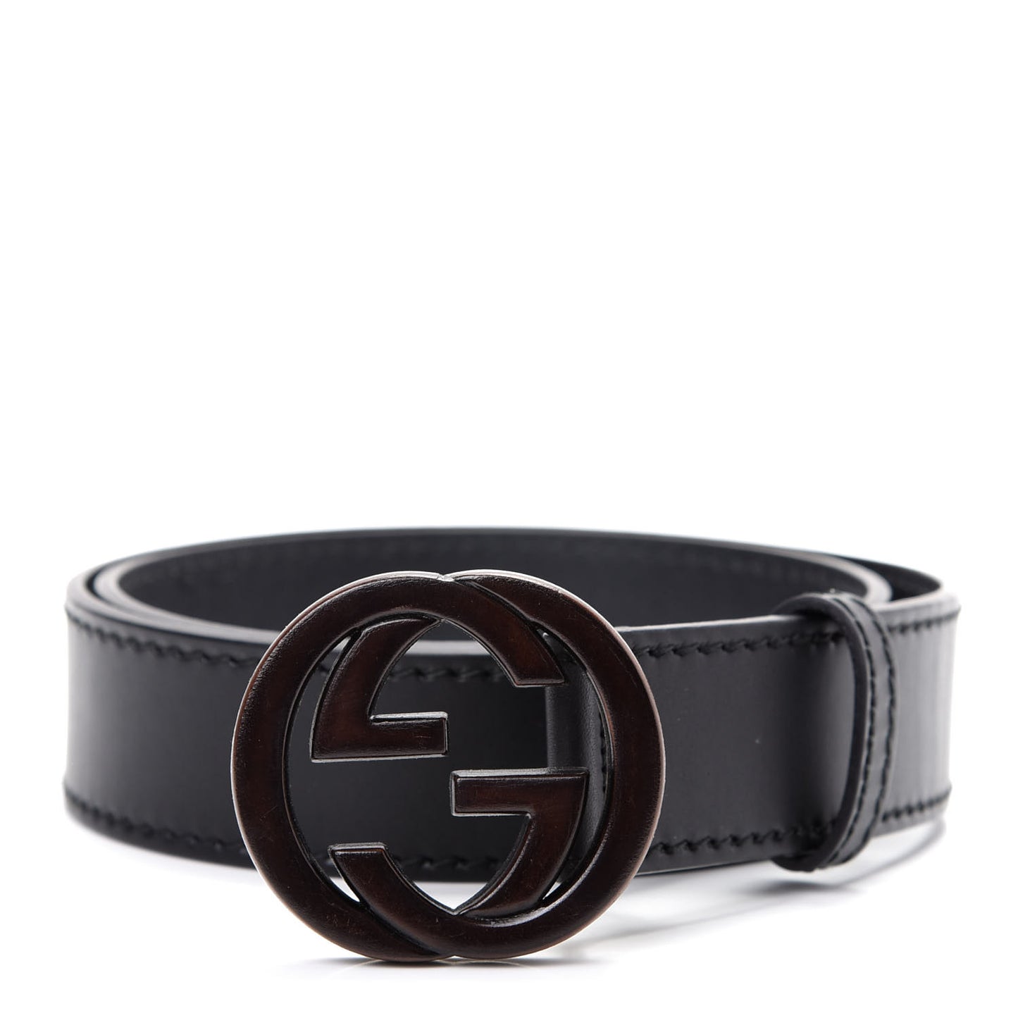 Leather Bamboo Interlocking G Belt 90 36 Black