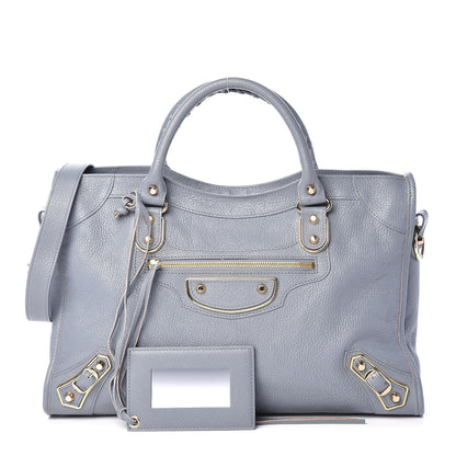 Balenciaga Chevre Gold Metallic Edge Hardware City Bleu Acier 1 of 12