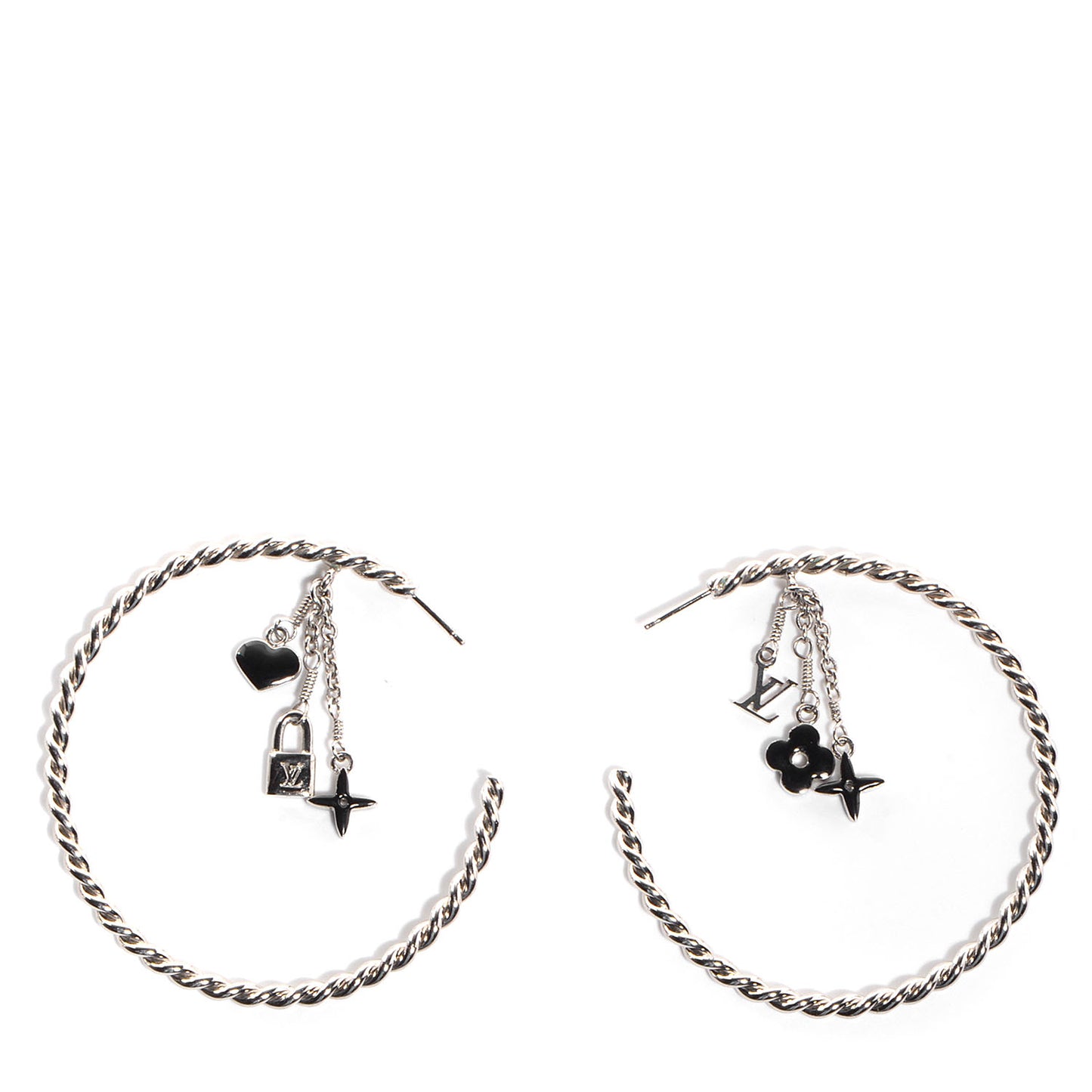Sweet Monogram Creole Hoop Earrings Black