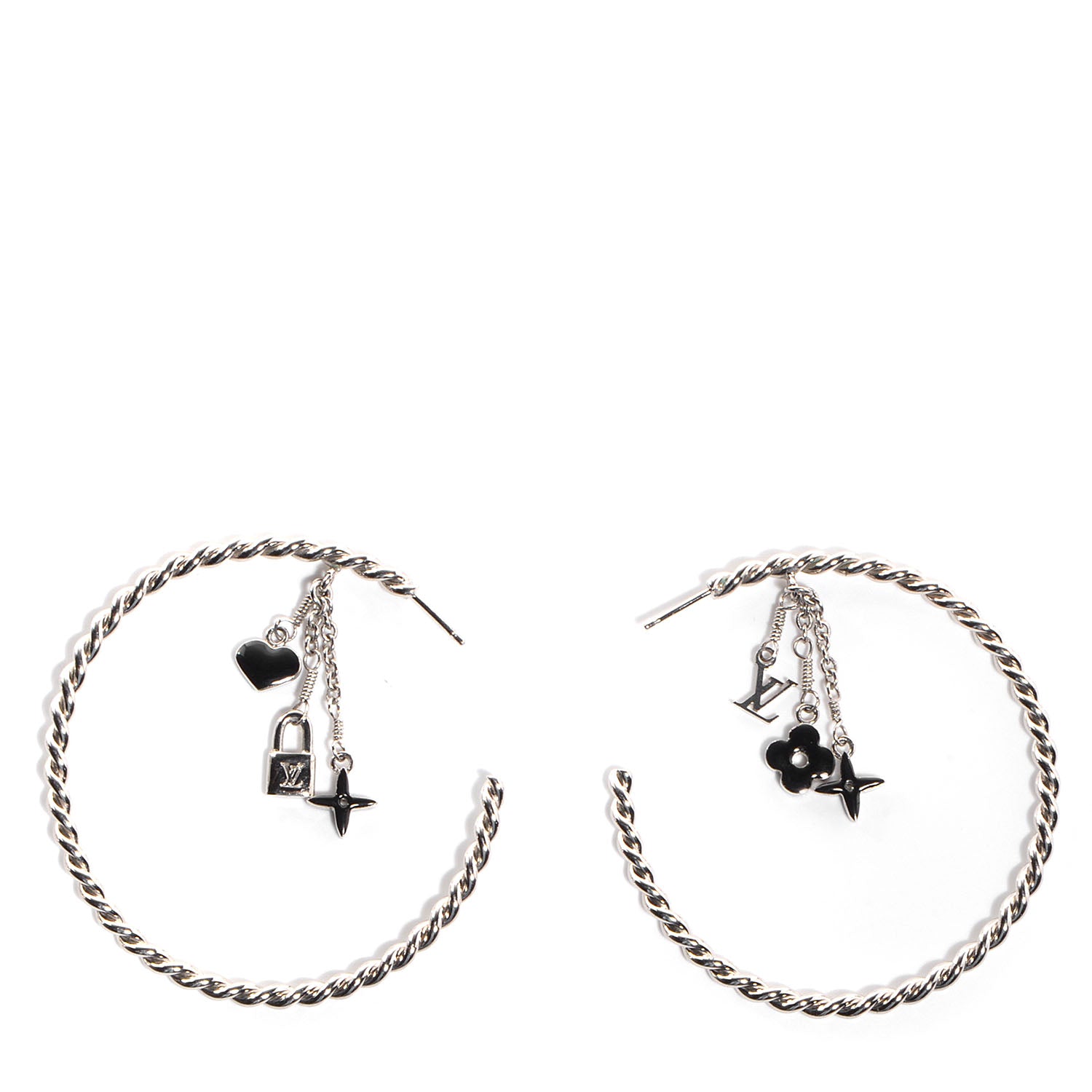 Louis Vuitton Sweet Monogram Creole Hoop Earrings Black 1 of 4