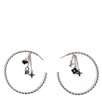 Louis Vuitton Sweet Monogram Creole Hoop Earrings Black 1 of 4