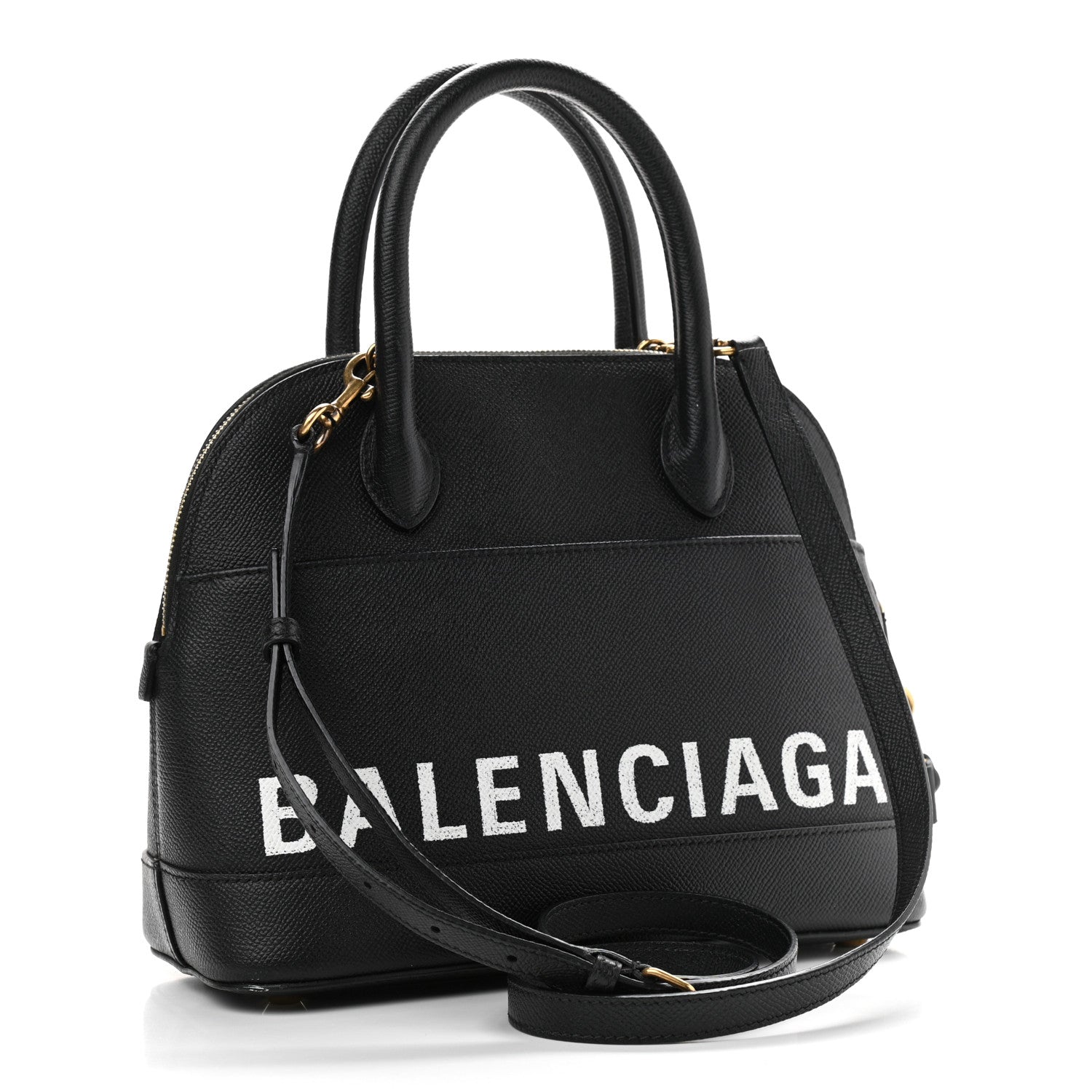 Balenciaga Signature Grained Calfskin Logo S Ville Top Handle Bag Black 3 of 12