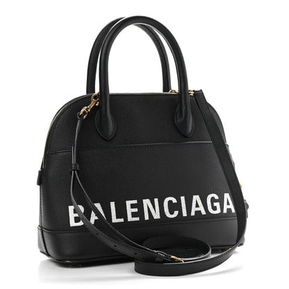 Balenciaga Signature Grained Calfskin Logo S Ville Top Handle Bag Black 3 of 12