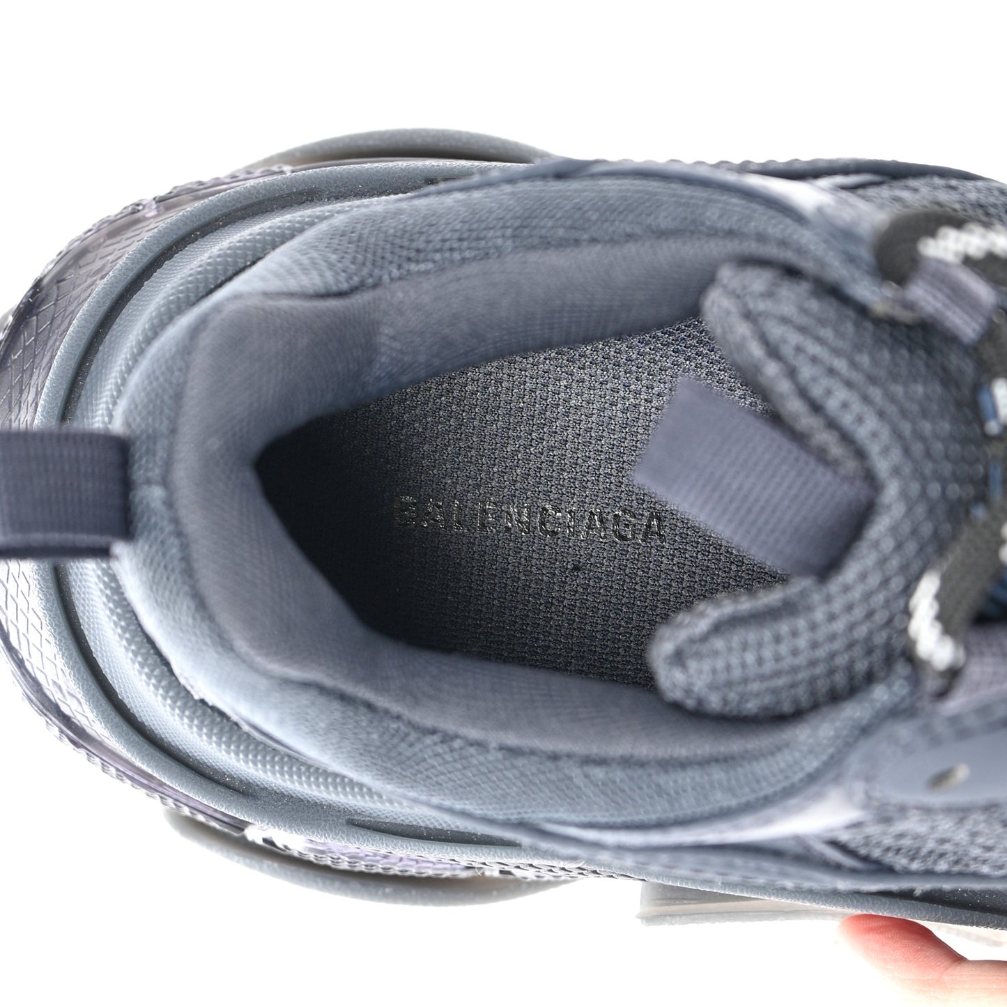 Fabric Mesh Clear Sole Womens Triple S Sneakers 36 Ombre Blue