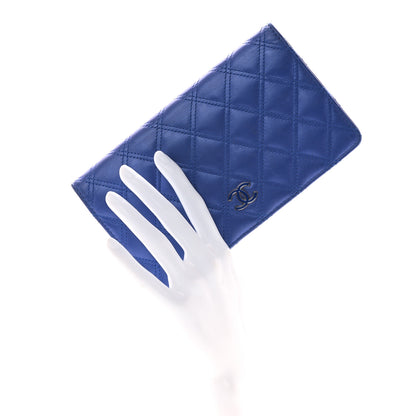 Chanel Lambskin Quilted Yen Wallet Dark Blue 2 of 8