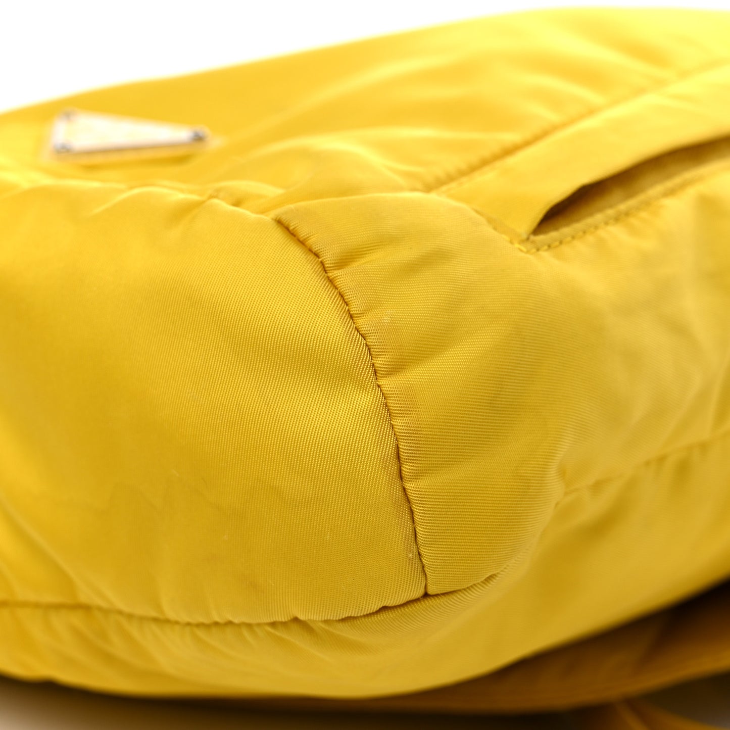 Re-Nylon Vitello Metal Triangle Logo Sling Backpack Giallo