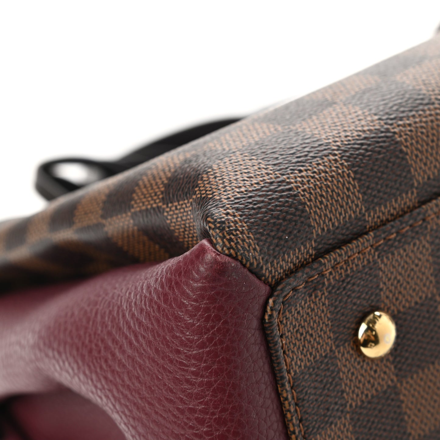Cuir Taurillon Damier Ebene Normandy Bordeaux