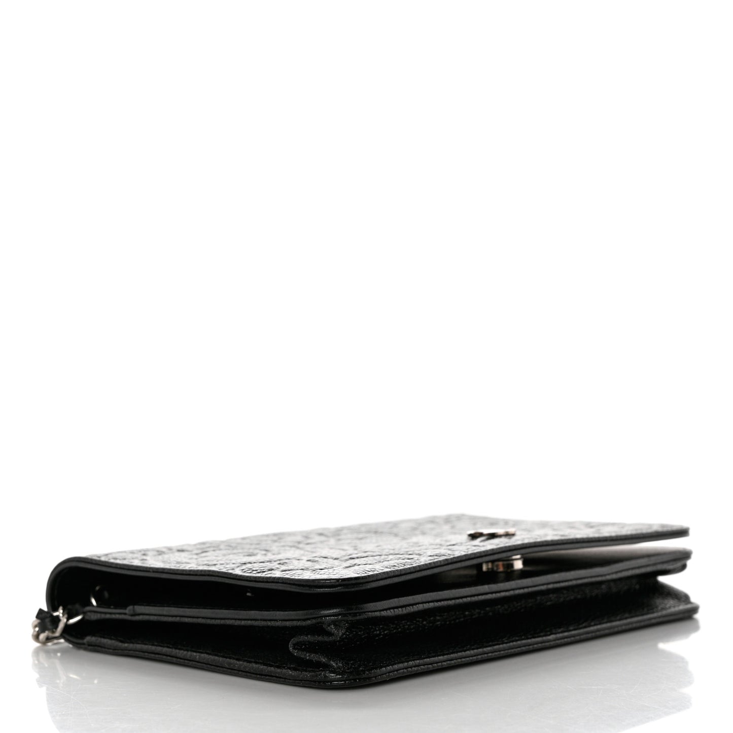 Caviar Camellia Embossed Wallet On Chain WOC Black