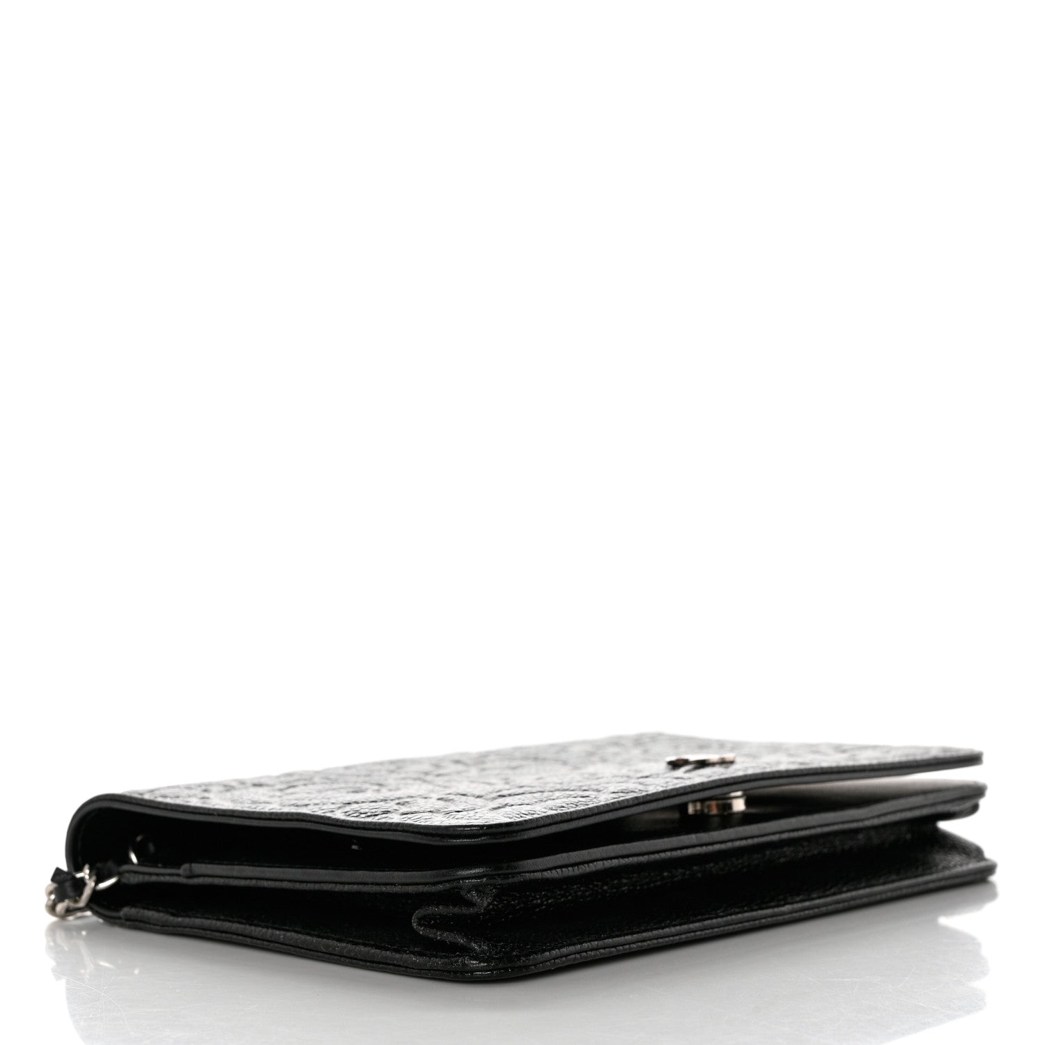 Chanel Caviar Camellia Embossed Wallet On Chain WOC Black 4 of 12