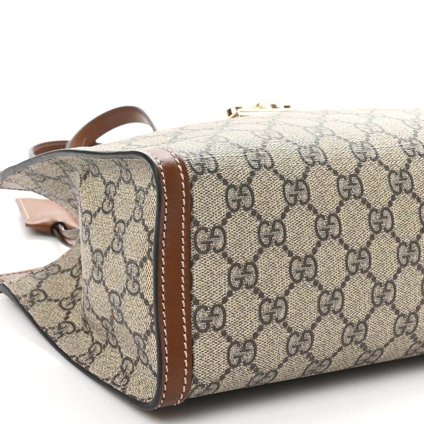 GG Supreme Monogram Calfskin Small Padlock Tote Beige Ebony Tuscany
