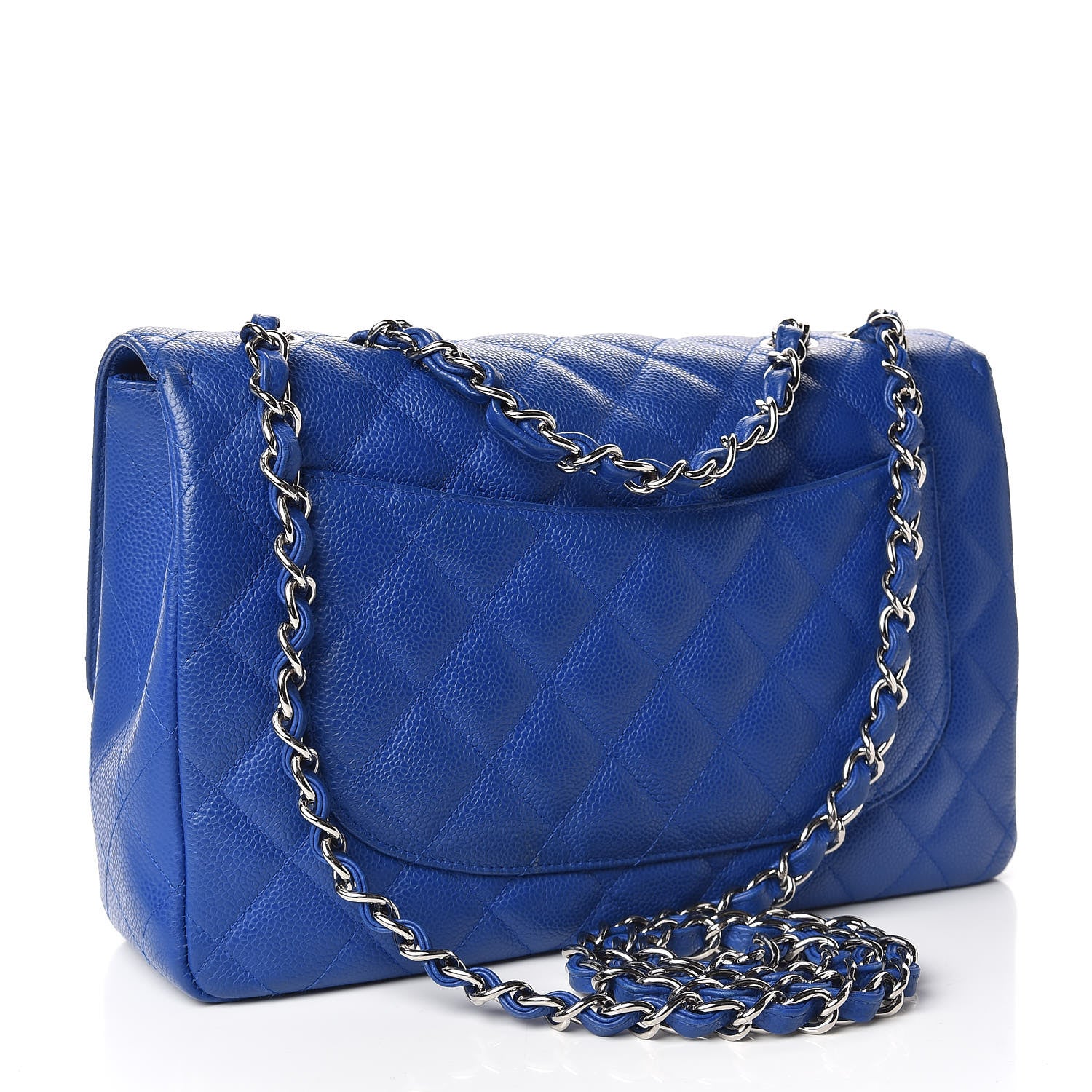 Chanel Caviar Quilted Jumbo Single Flap Blue 4 of 11