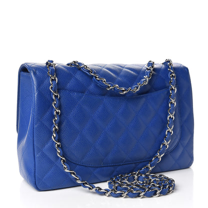 Chanel Caviar Quilted Jumbo Single Flap Blue 4 of 11