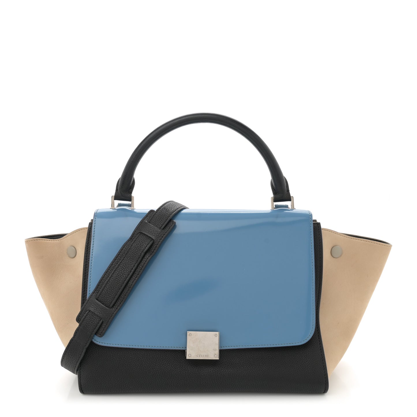 Smooth Calfskin Medium Tri-Color Trapeze Blue
