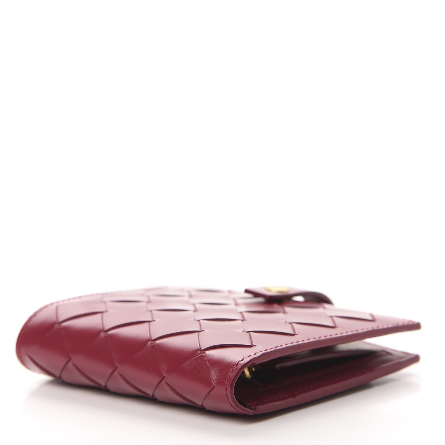 Bottega Veneta Glossy Woven Calfskin Wallet Bordeaux 4 of 6