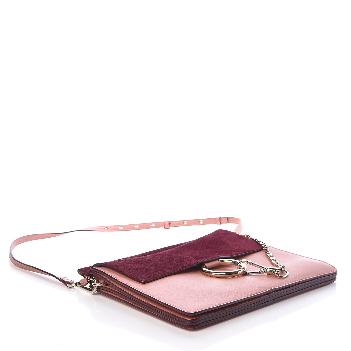Calfskin Suede Medium Faye Shoulder Bag Misty Rose Dark Purple
